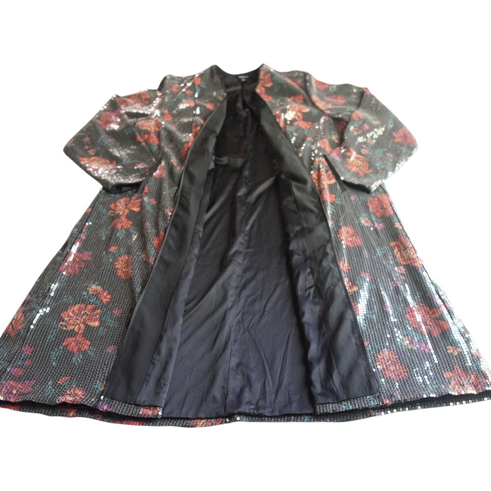 Torrid Black Floral Sequin Duster Jacket Kimono 2XL Date Night Glam - Picture 5 of 15